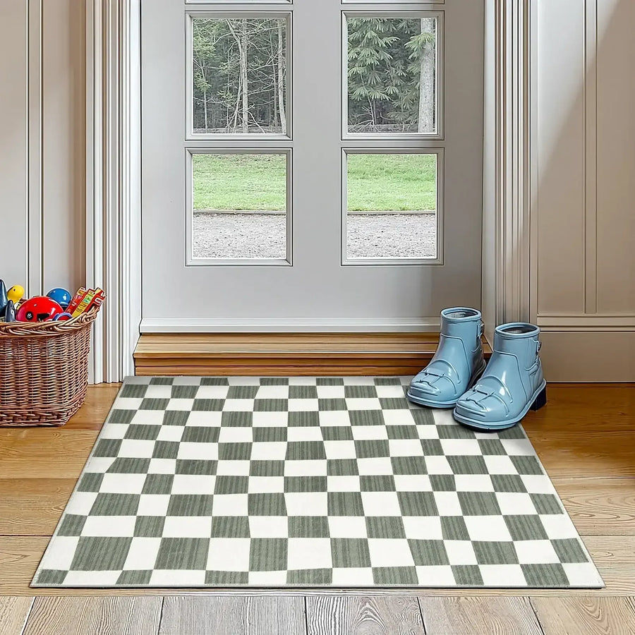 Modern Checkered Geometric Area Rug - Jinchan Home