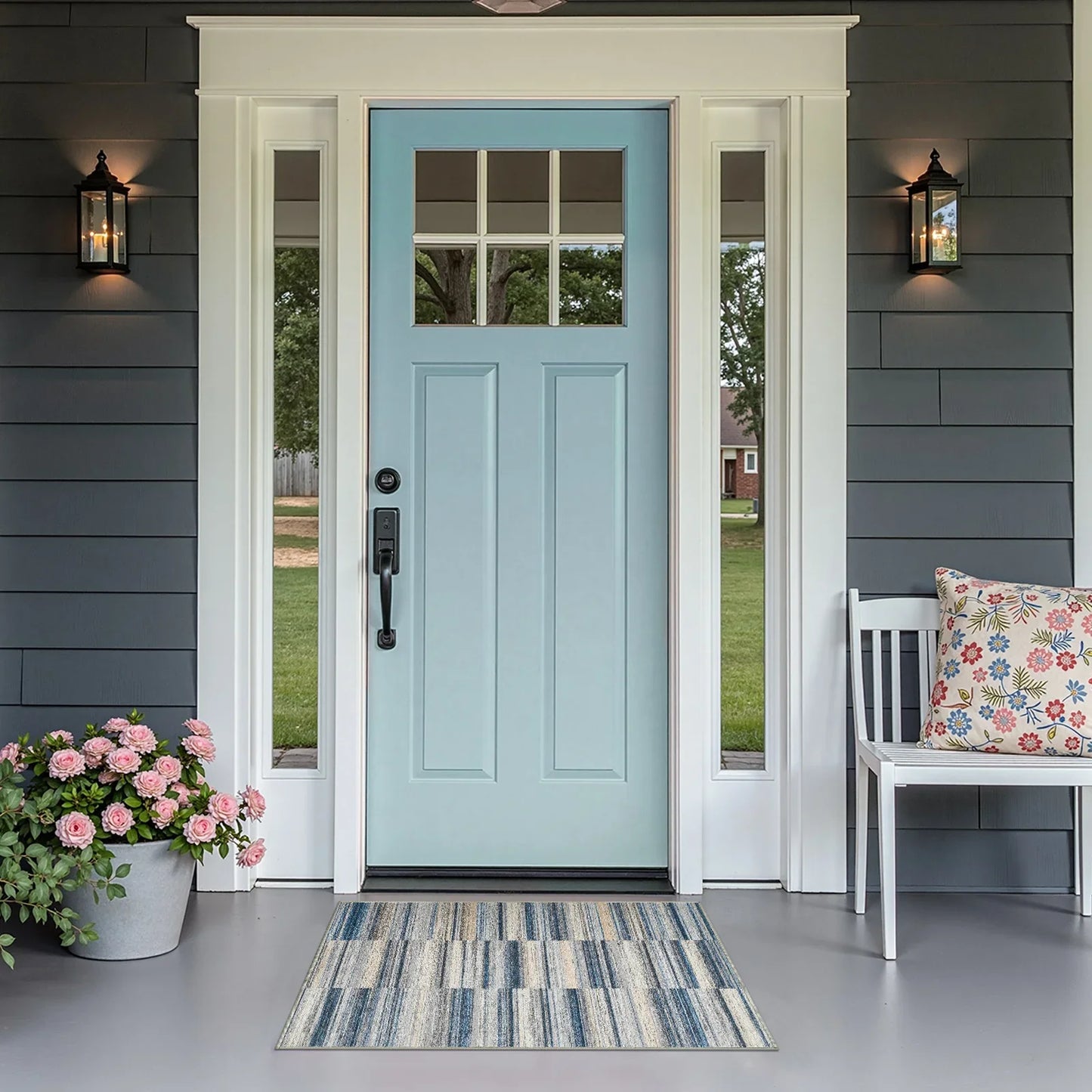 Striped Patchwork Area Rug - Jinchan Home