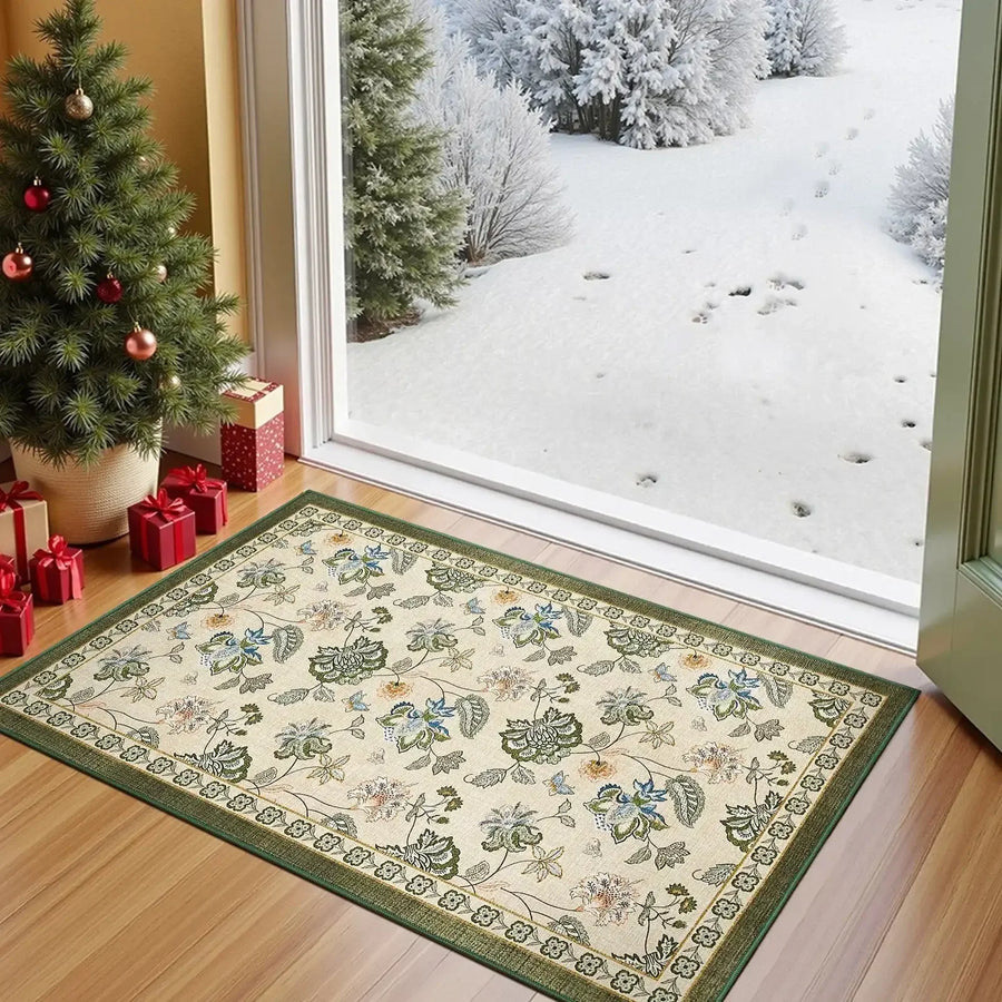 Vintage Floral Butterfly Botanical Area Rug - Jinchan Home