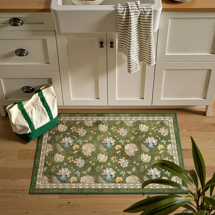 Vintage Floral Butterfly Botanical Area Rug - Jinchan Home