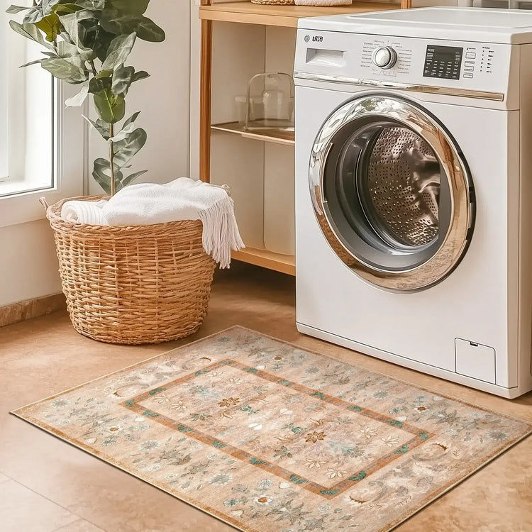 Vintage Floral Border Area Rug - Jinchan Home
