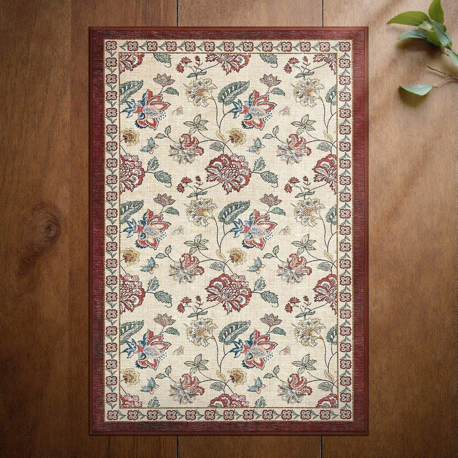 Vintage Floral Butterfly Botanical Area Rug - Jinchan Home