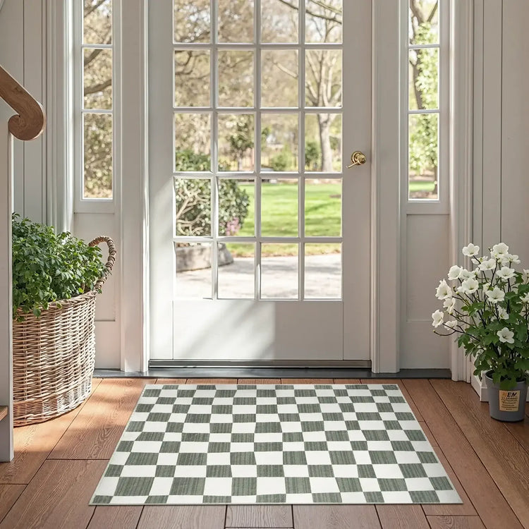 Modern Checkered Geometric Area Rug - Jinchan Home