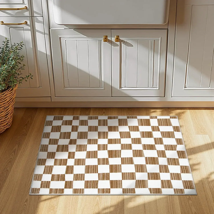 Modern Checkered Geometric Area Rug - Jinchan Home