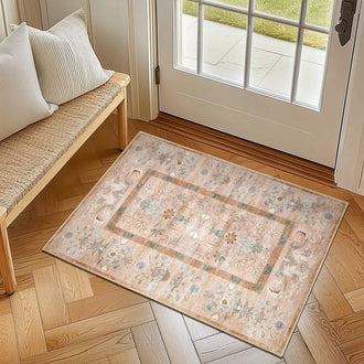 Vintage Floral Border Area Rug - Jinchan Home