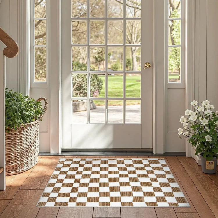 Modern Checkered Geometric Area Rug - Jinchan Home