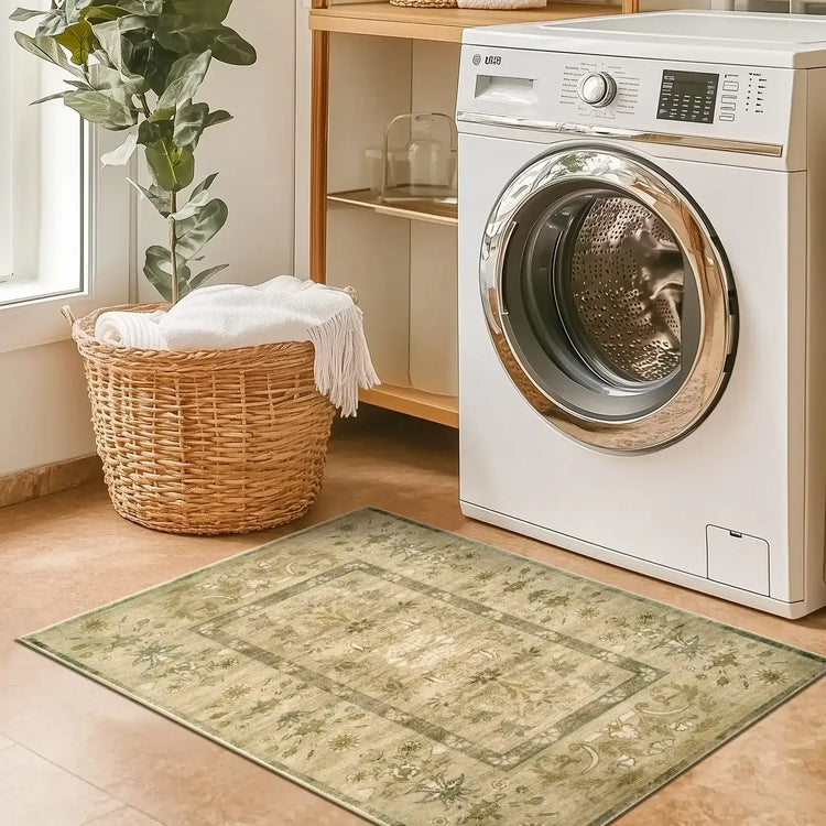 Vintage Floral Border Area Rug - Jinchan Home