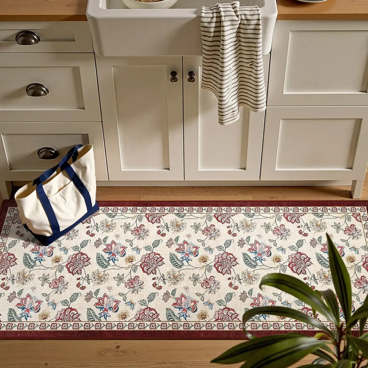Vintage Floral Butterfly Botanical Area Rug - Jinchan Home