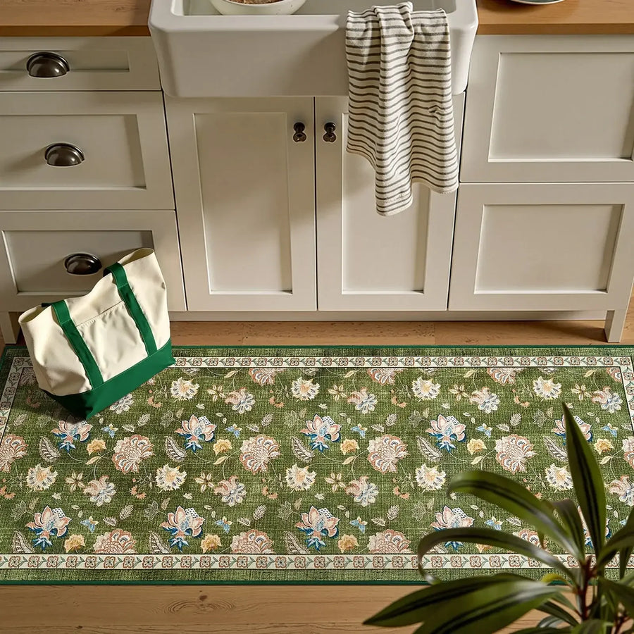 Vintage Floral Butterfly Botanical Area Rug - Jinchan Home