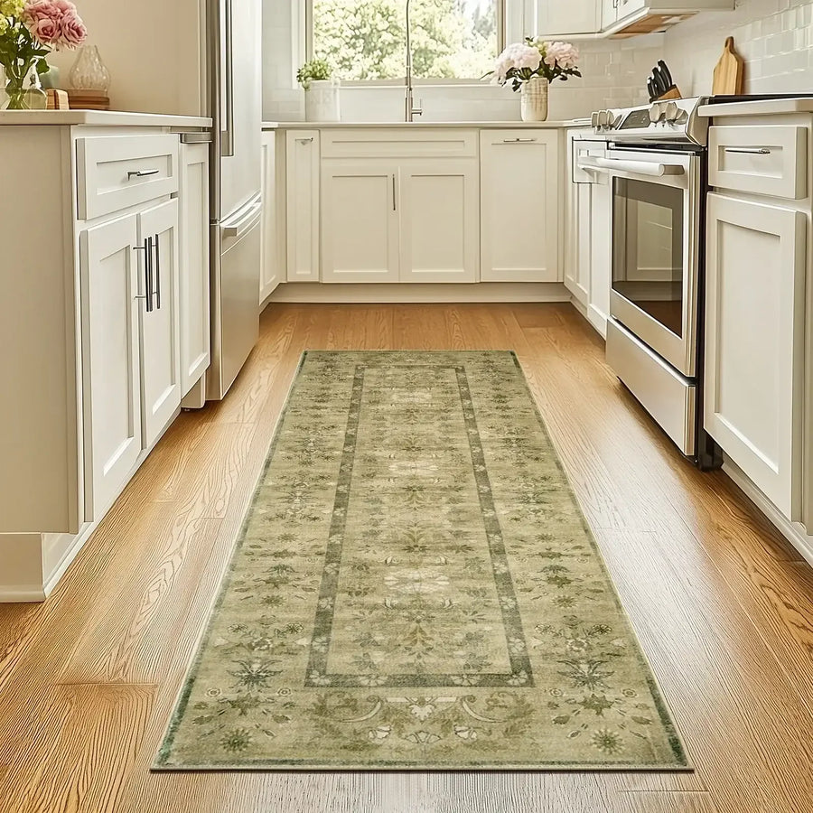 Vintage Floral Border Area Rug - Jinchan Home