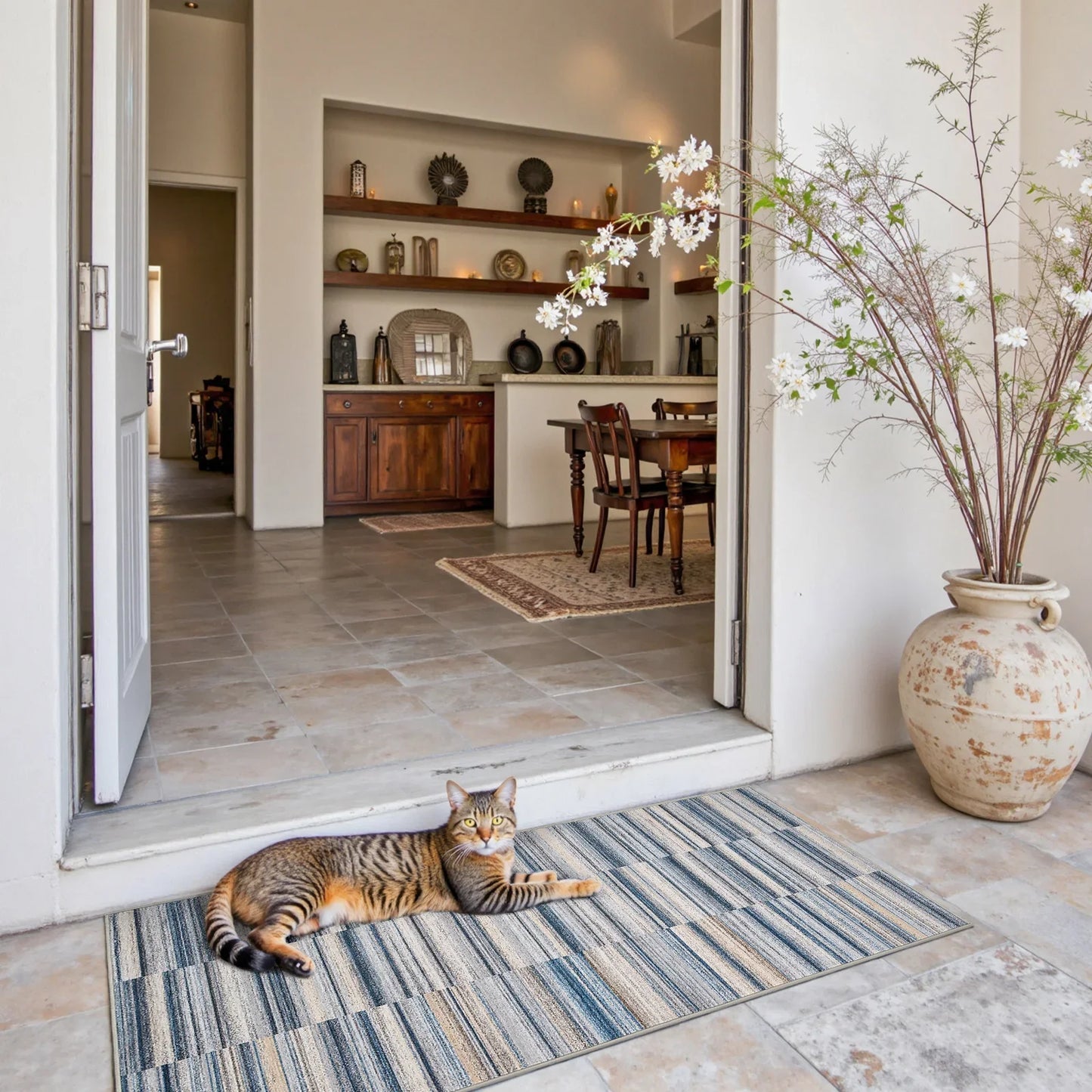 Striped Patchwork Area Rug - Jinchan Home