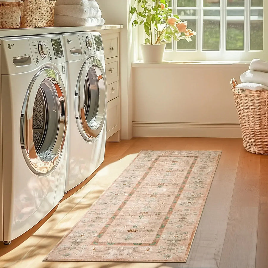 Vintage Floral Border Area Rug - Jinchan Home
