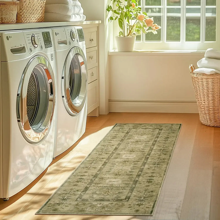 Vintage Floral Border Area Rug - Jinchan Home