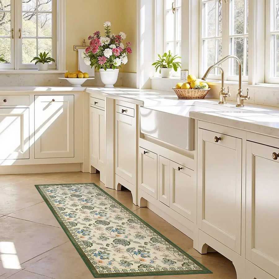Vintage Floral Butterfly Botanical Area Rug - Jinchan Home
