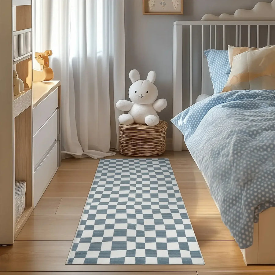 Modern Checkered Geometric Area Rug - Jinchan Home
