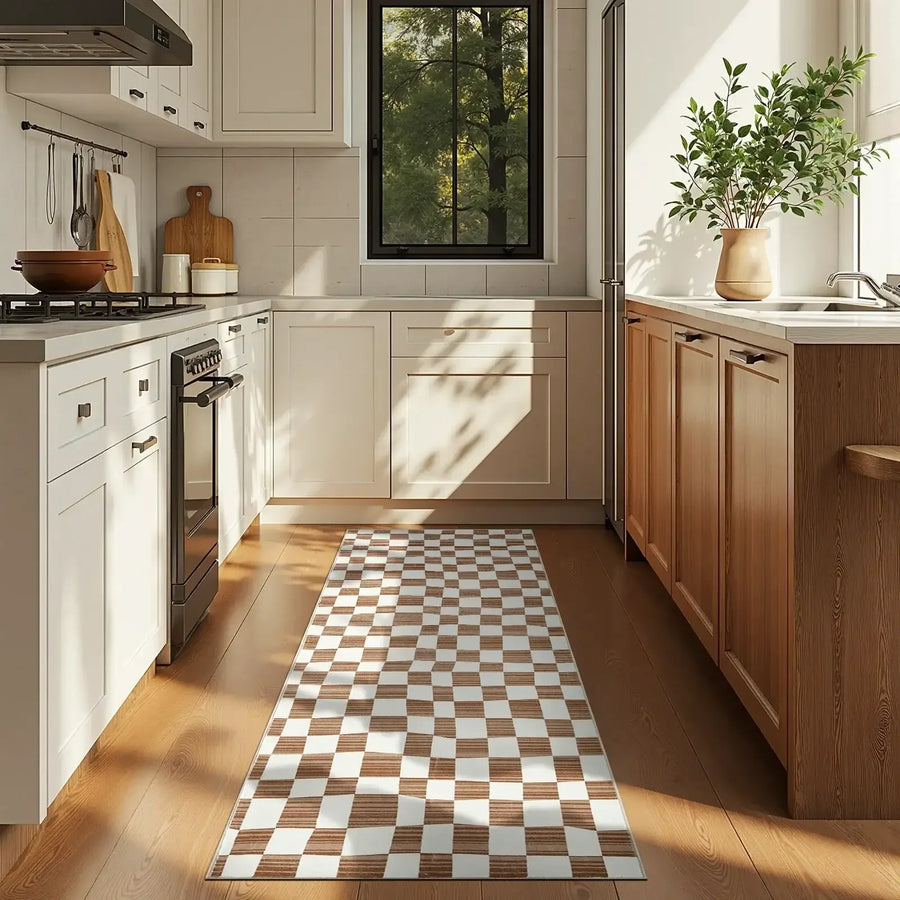 Modern Checkered Geometric Area Rug - Jinchan Home
