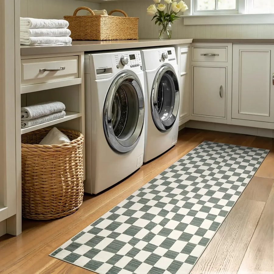 Modern Checkered Geometric Area Rug - Jinchan Home