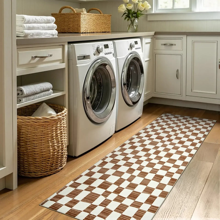 Modern Checkered Geometric Area Rug - Jinchan Home