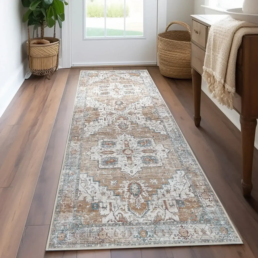 Vintage Persian-Style Distressed Area Rug - Jinchan Home