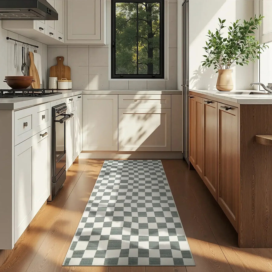 Modern Checkered Geometric Area Rug - Jinchan Home