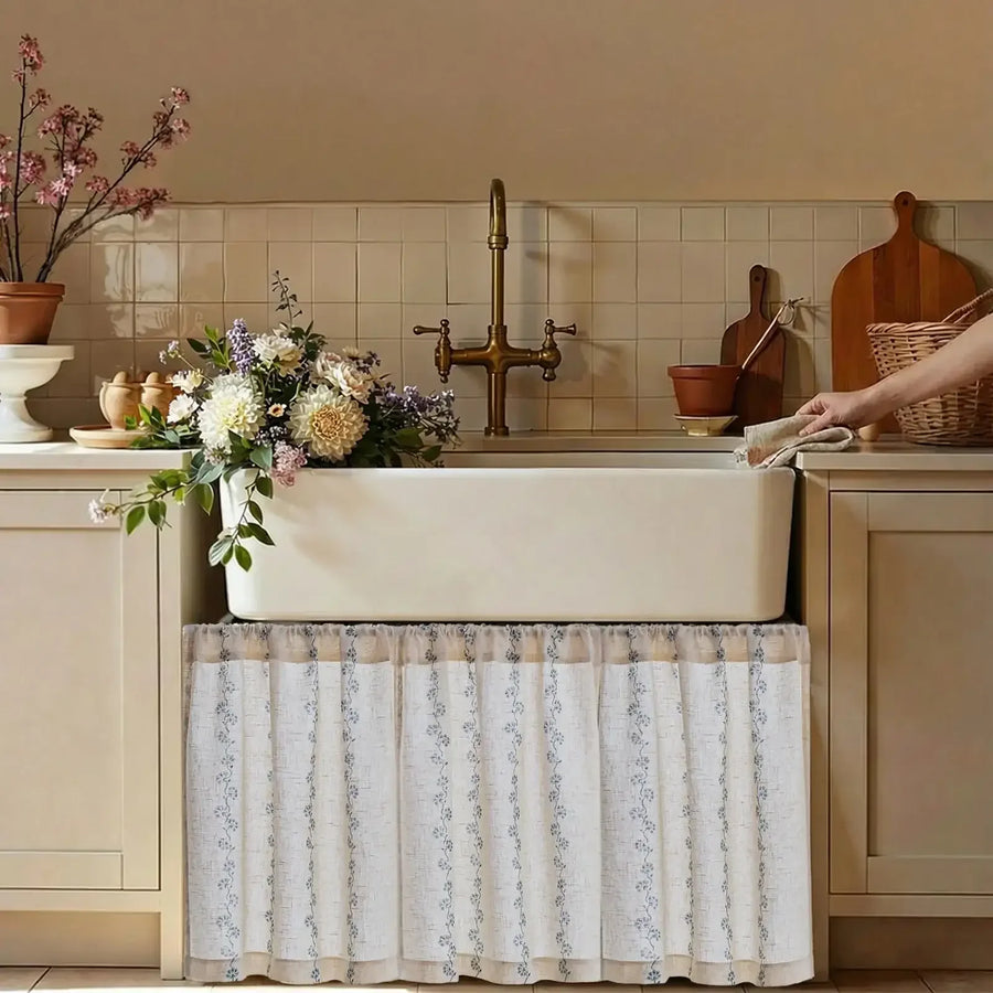 Cute Hello Kitty Paw-Inspired Floral Kitchen Curtains - Jinchan Home