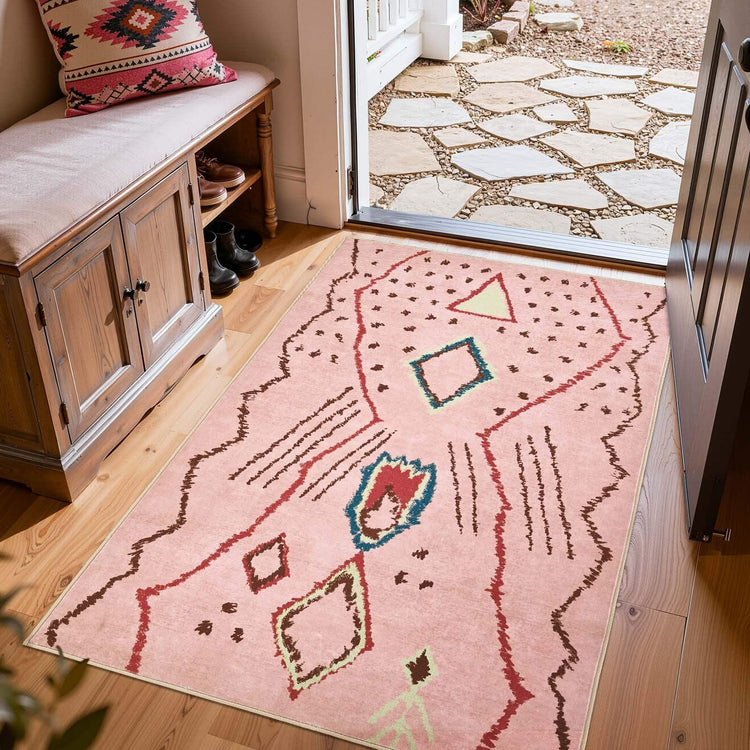 Boho Doodle Geometric Tribal Area Rug - Jinchan Home