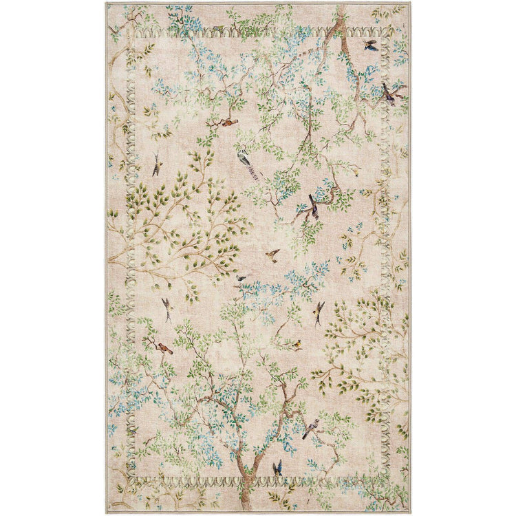 Branches & Birds Botanical Print Area Rug - Jinchan Home
