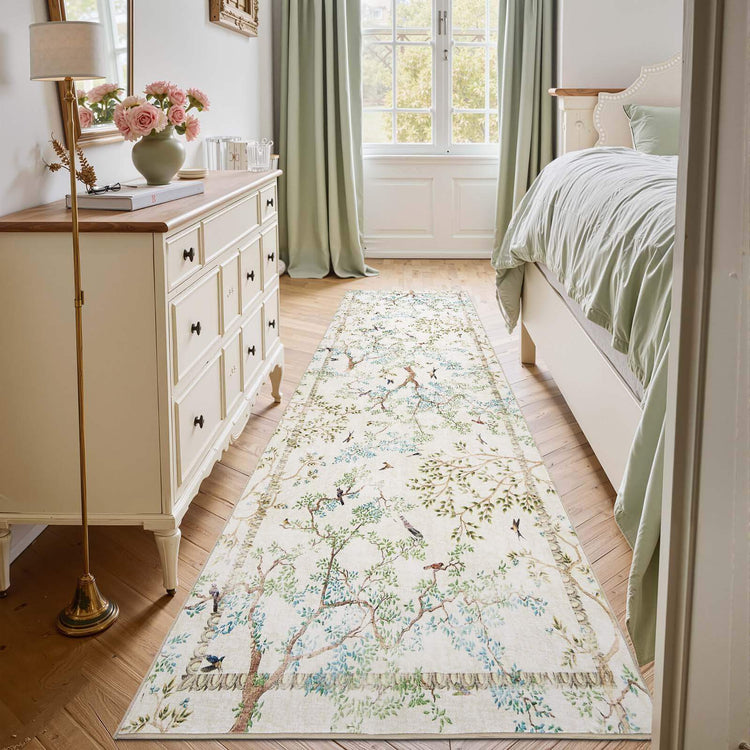 Branches & Birds Botanical Print Area Rug - Jinchan Home