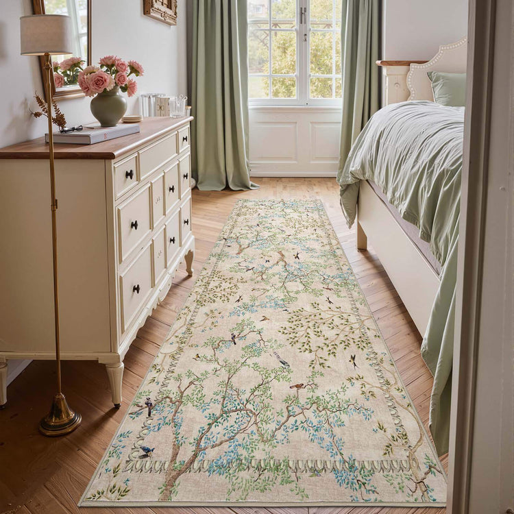 Branches & Birds Botanical Print Area Rug - Jinchan Home