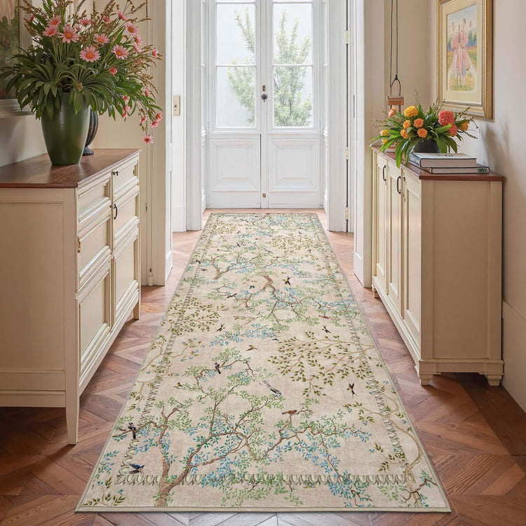 Branches & Birds Botanical Print Area Rug - Jinchan Home