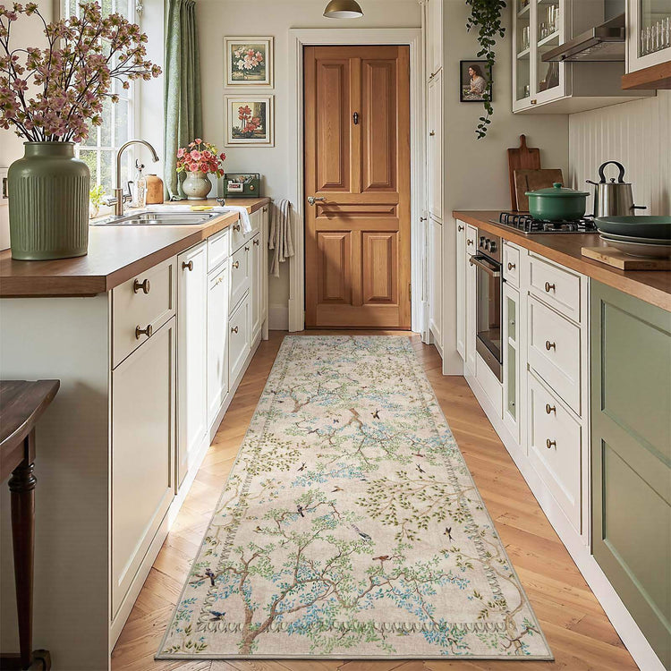 Branches & Birds Botanical Print Area Rug - Jinchan Home