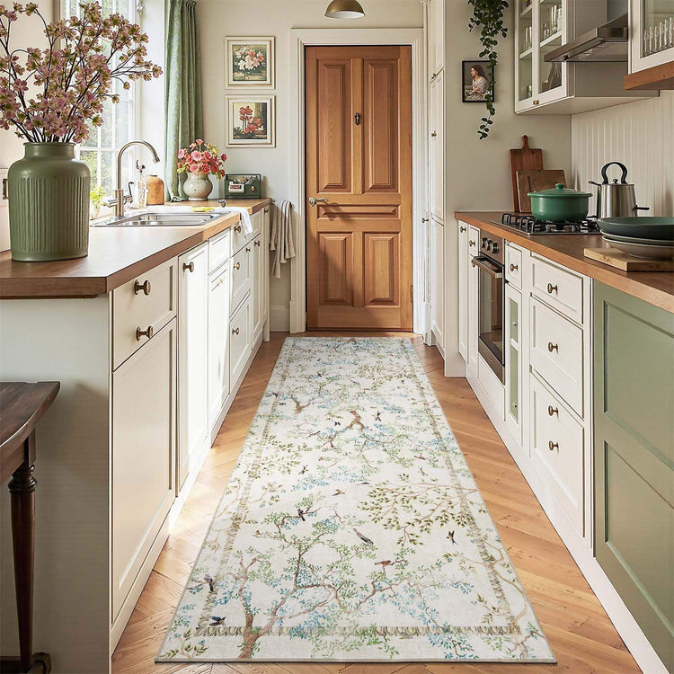 Branches & Birds Botanical Print Area Rug - Jinchan Home