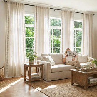 
                    
                      Braided Jute Trim Linen Blend Curtains - Jinchan Home
                    
                  