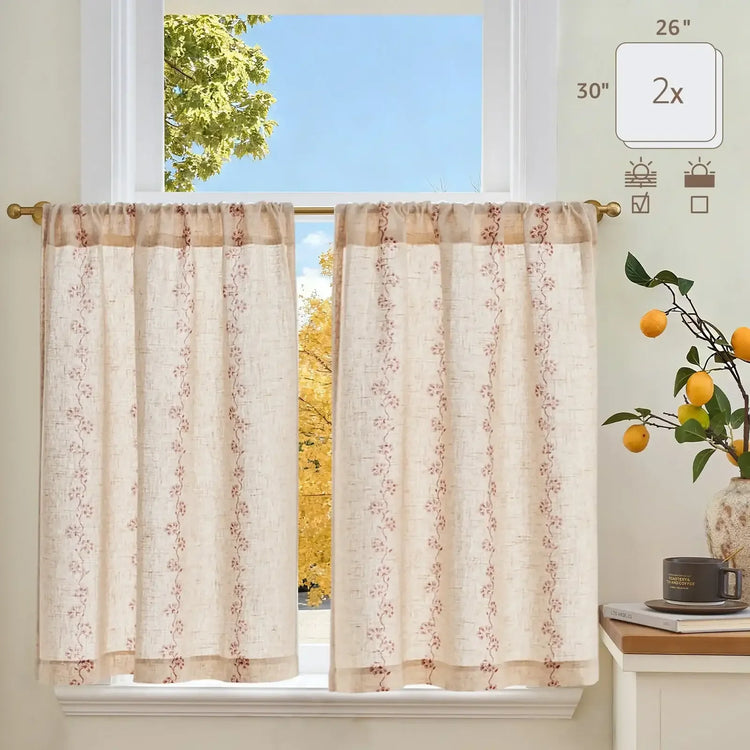 Cute Hello Kitty Paw-Inspired Floral Kitchen Curtains - Jinchan Home