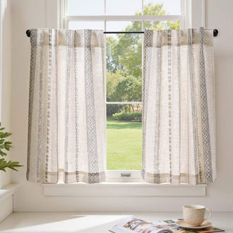 
                    
                      Boho Geometric Stripe Embroidered Kitchen Curtains - Jinchan Home
                    
                  