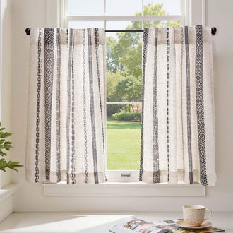 
                    
                      Boho Geometric Stripe Embroidered Kitchen Curtains - Jinchan Home
                    
                  