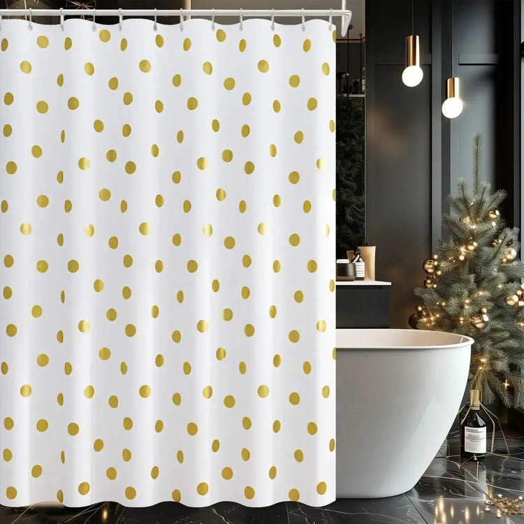 Waterproof Polka Dot Fabric Shower Curtain - Jinchan Home