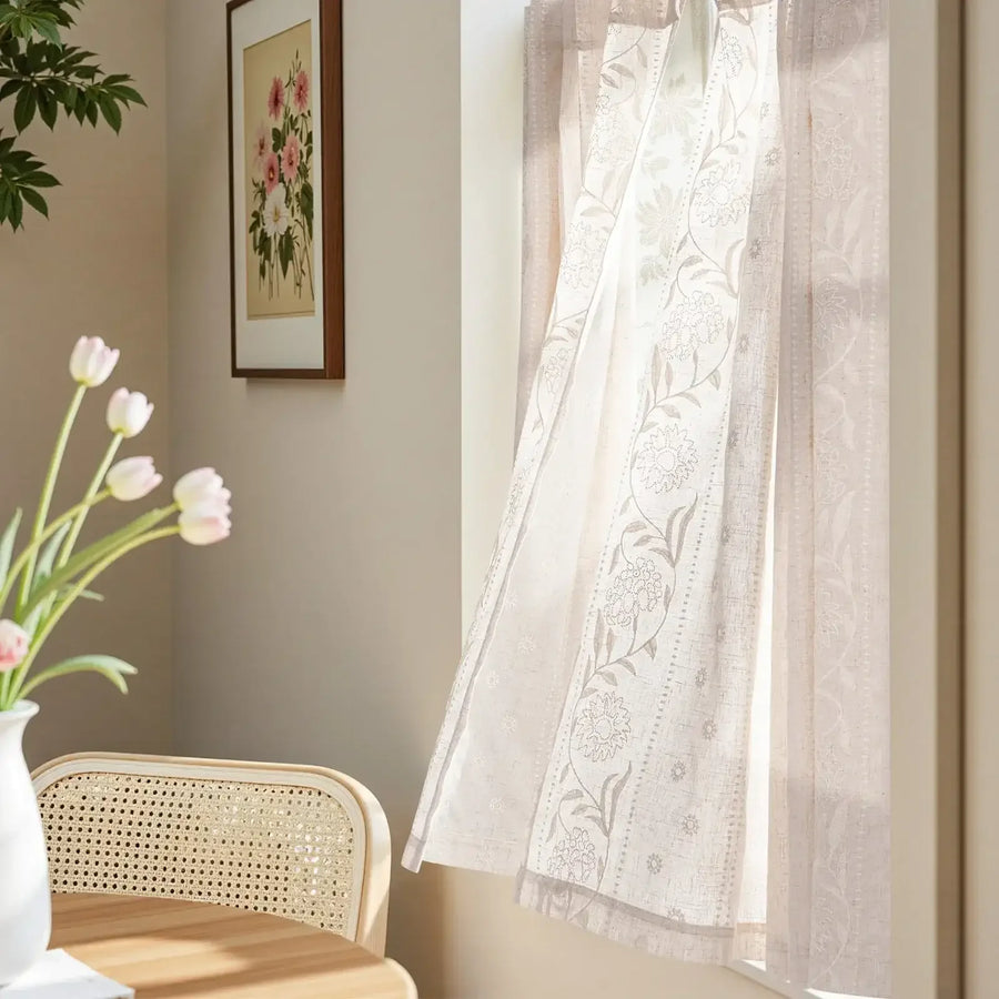 Rod Pocket Vintage Ditsy Floral & Vine Kitchen Curtains - Jinchan Home