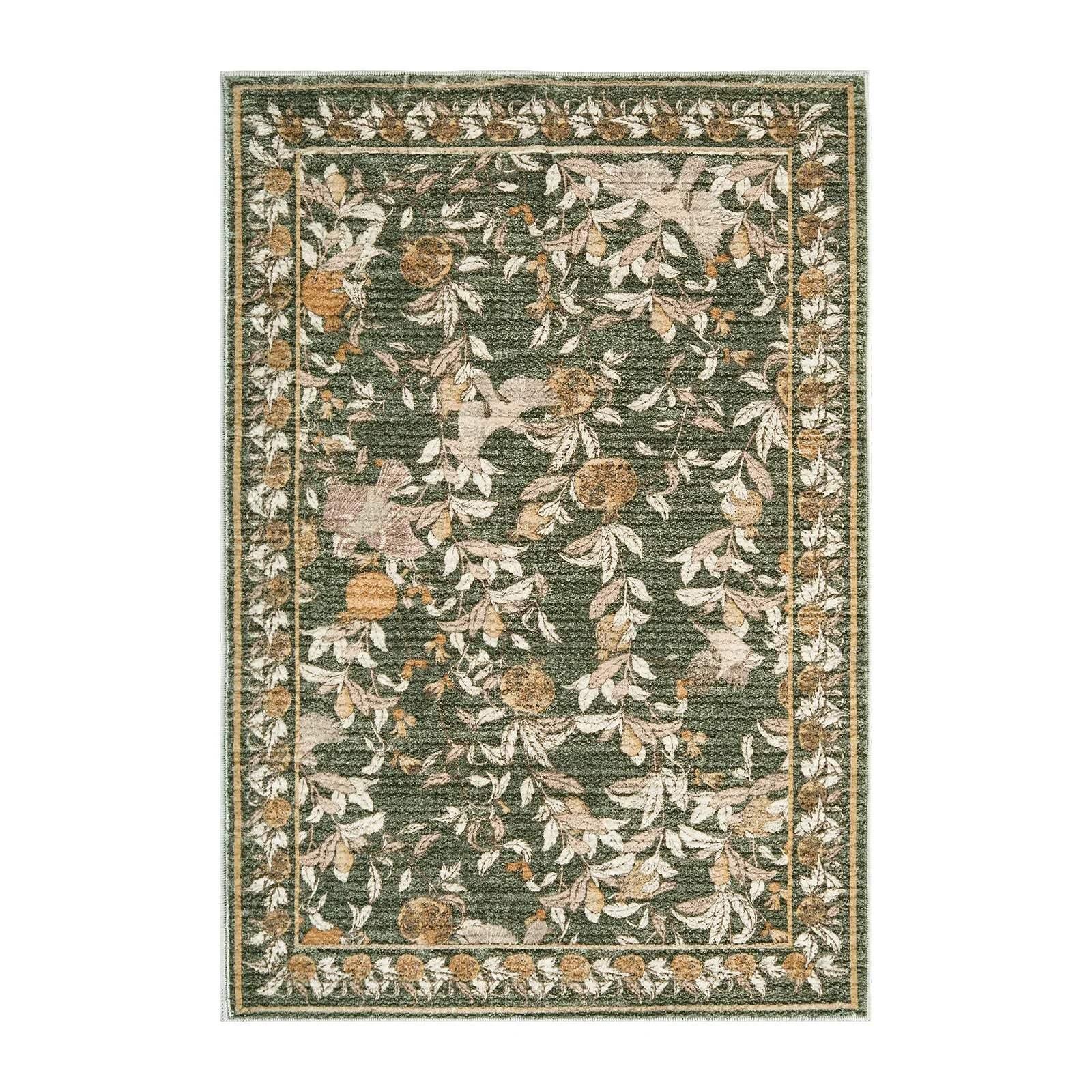 Round 6' Vintage Pomegranate Foliage Rug