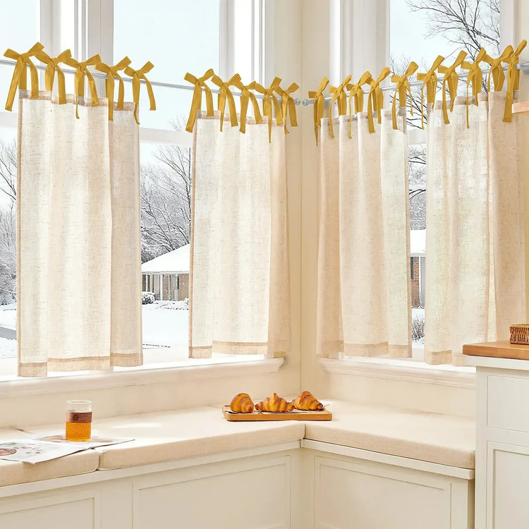 DIY Colorblock Linen-Blend Kitchen Curtains - Jinchan Home
