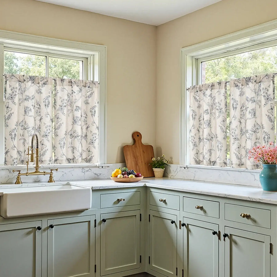 Vintage Garden Butterfly & Dragonfly Sheer Curtains - Jinchan Home