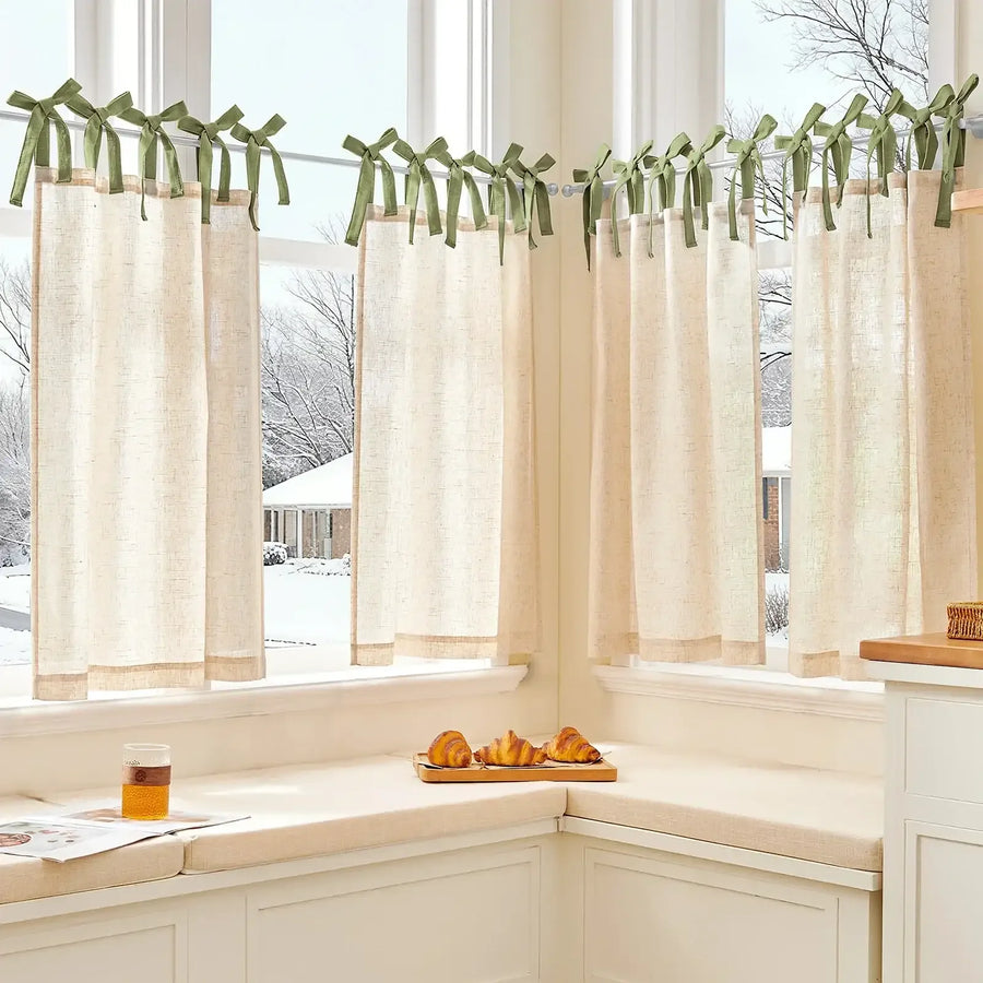 DIY Colorblock Linen-Blend Kitchen Curtains - Jinchan Home