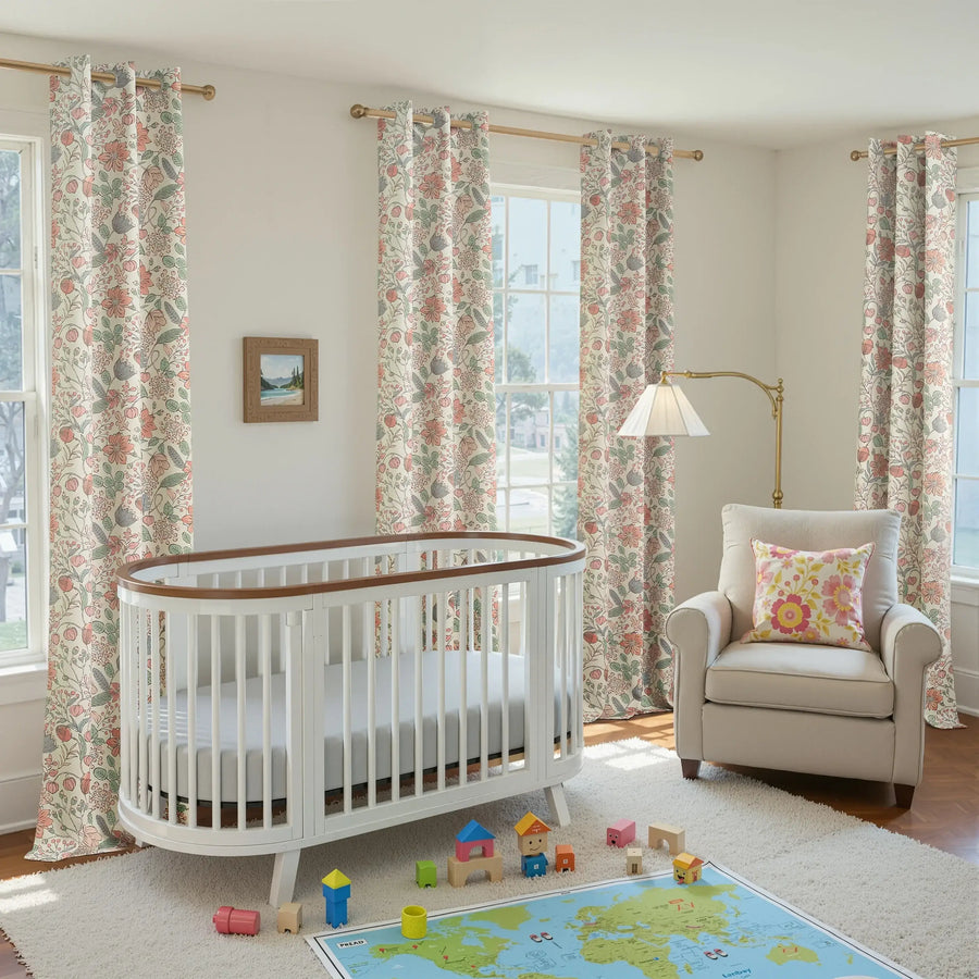 Botanical Sketch Floral Curtains - Jinchan Home