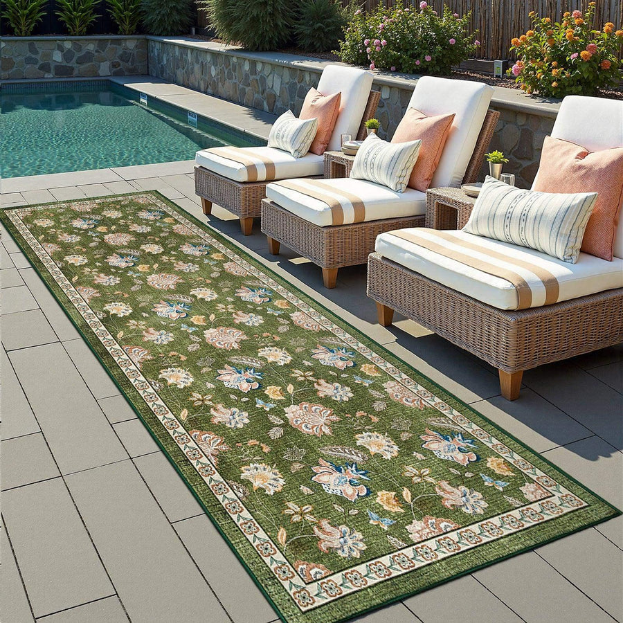 Vintage Floral Butterfly Botanical Area Rug - Jinchan Home