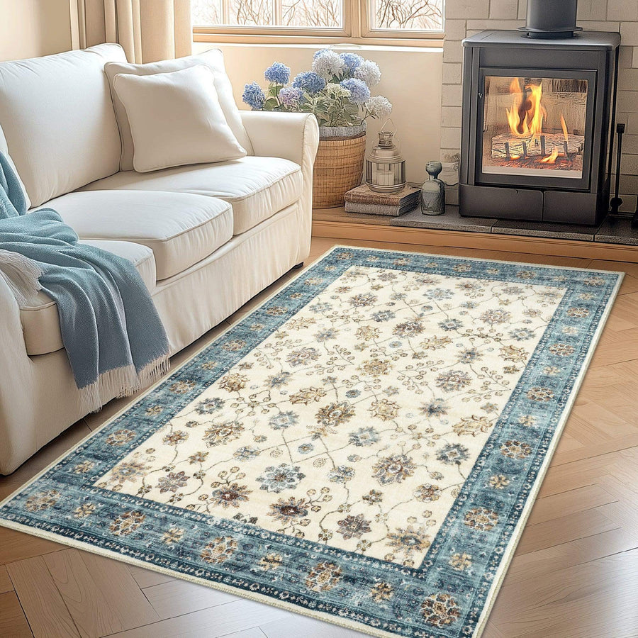 Vintage Floral Medallion Area Rug - Jinchan Home