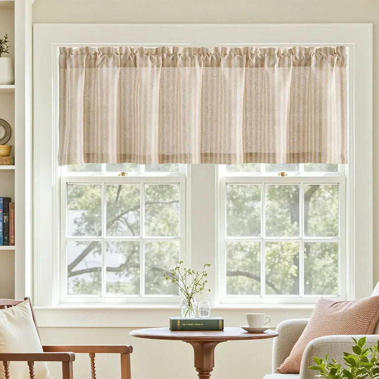 Linen Vertical Stripe Valance - Jinchan Home