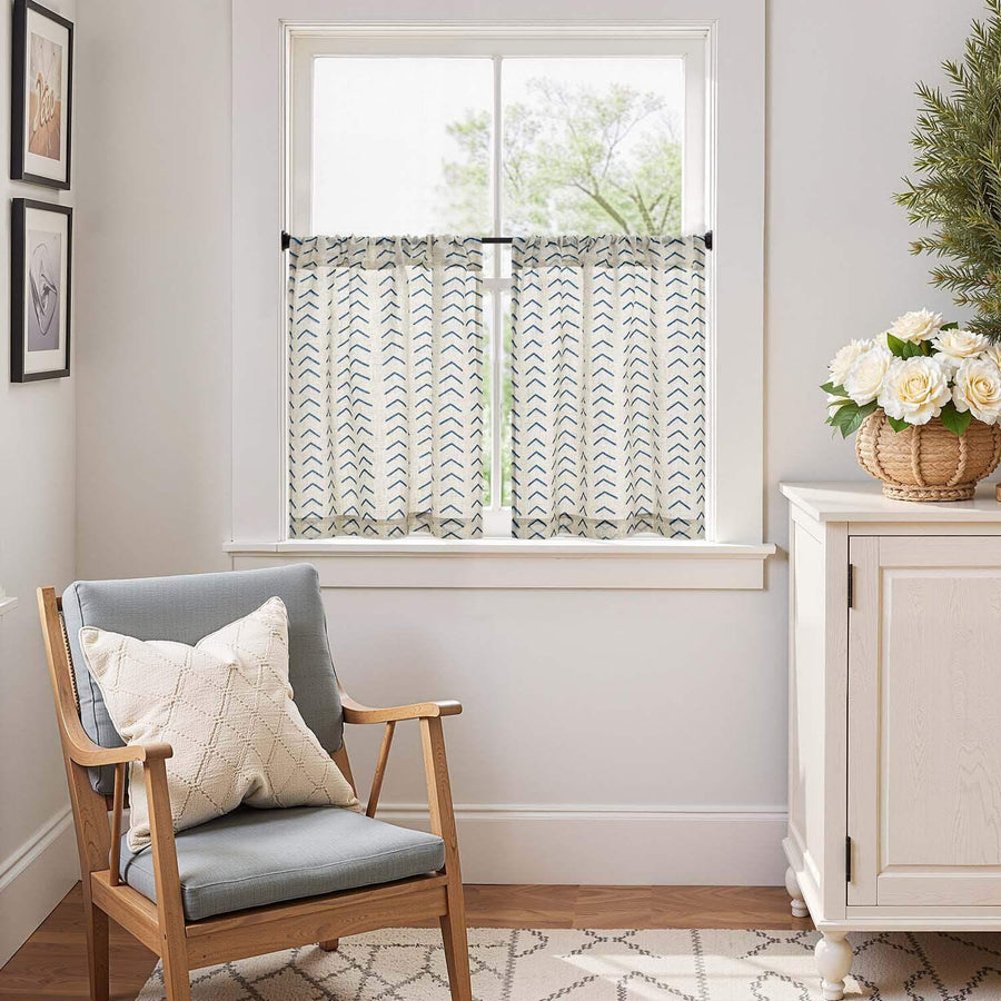 Boho Herringbone Kitchen Curtains - Jinchan Home