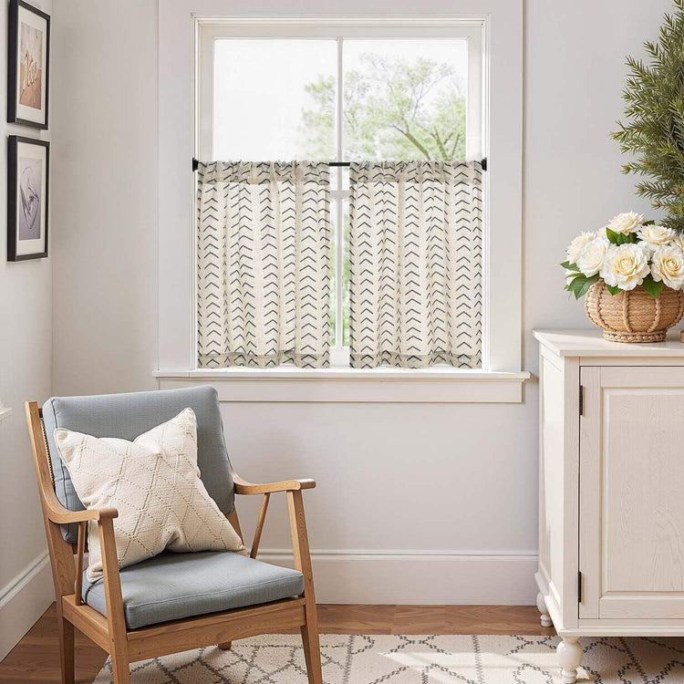Boho Herringbone Kitchen Curtains - Jinchan Home