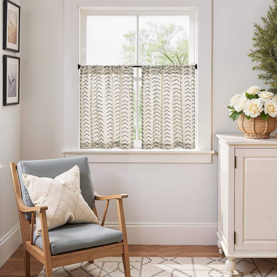Boho Herringbone Kitchen Curtains - Jinchan Home