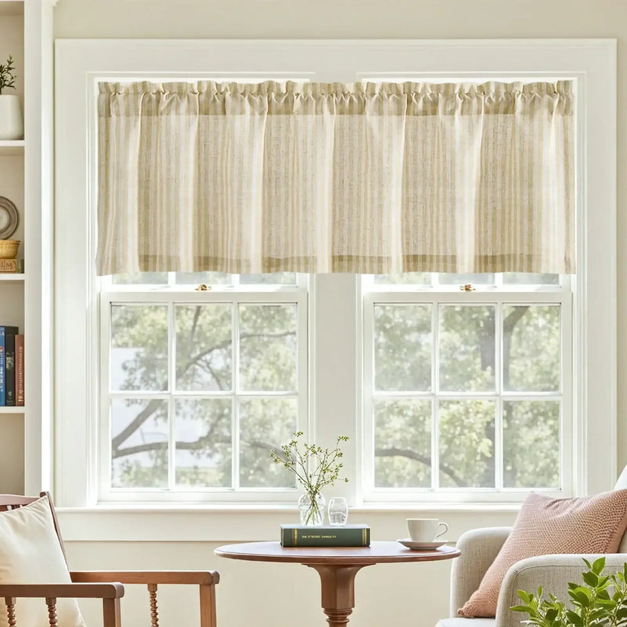 Linen Vertical Stripe Valance - Jinchan Home